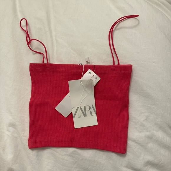 NWT Zara Fuchsia Crop Top - Picture 1 of 3